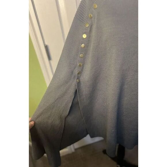 IMAN Global Chic Touch of Gold Knit Draped Luxe Gray‎ Poncho Women’s Size 2X/3X - Picture 4 of 10